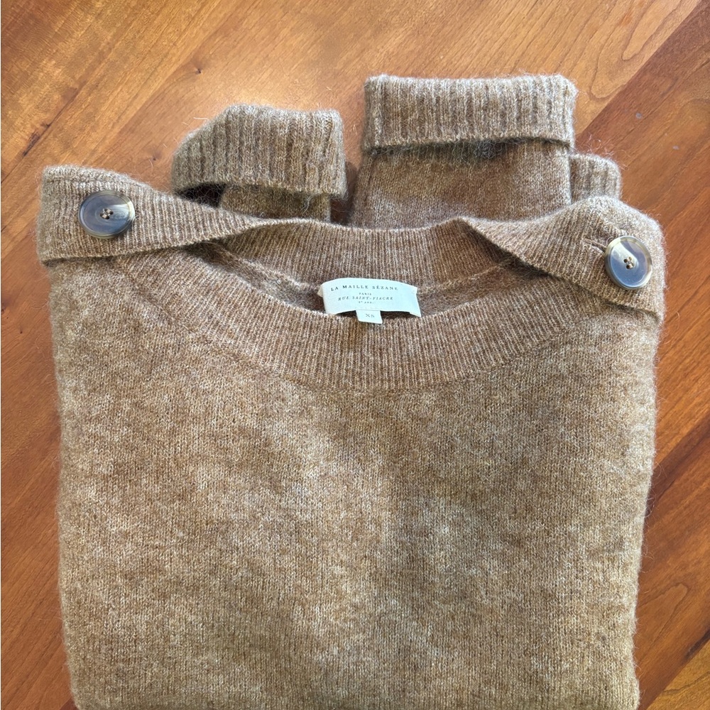 Sezane Brown Wool Sweater with Button Details